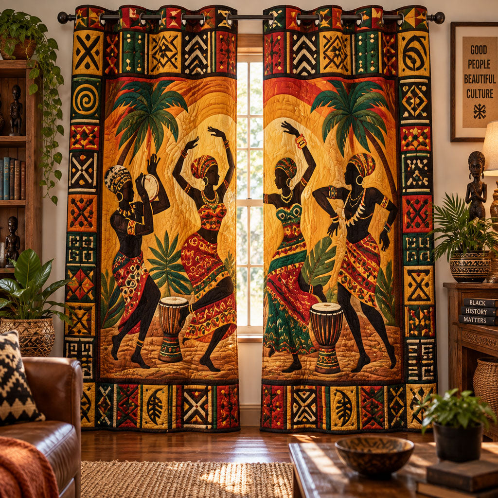 Golden Savannah Rhythm Quilted Curtains NCU0PT12099