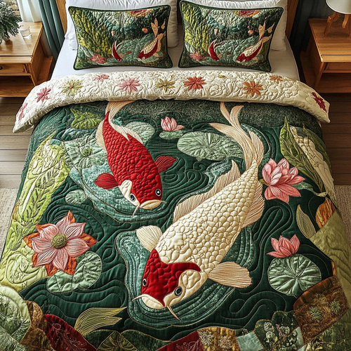 Golden Scales 3-Piece Quilted Bedding Set NCU0DV2959