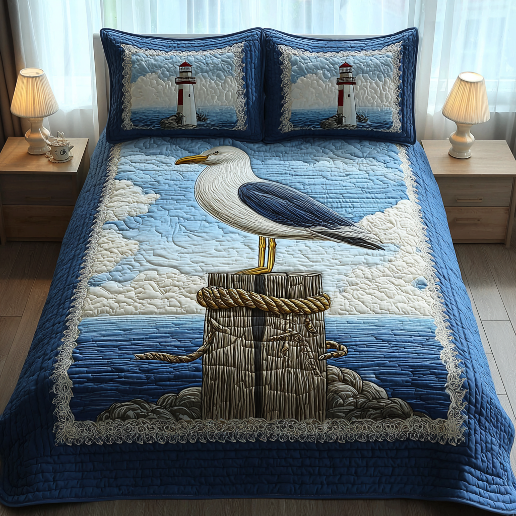 Golden Seagull 3-Piece Quilted Bedding Set NCU0DK10782