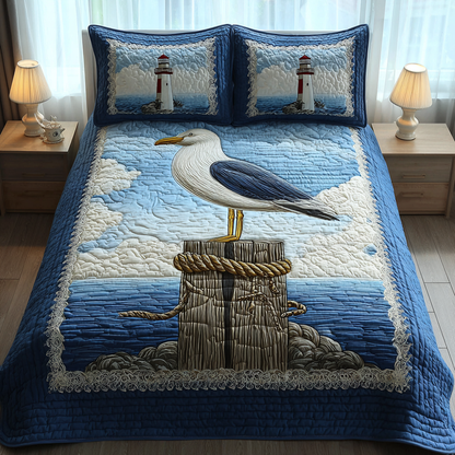 Golden Seagull 3-Piece Quilted Bedding Set NCU0DK10782