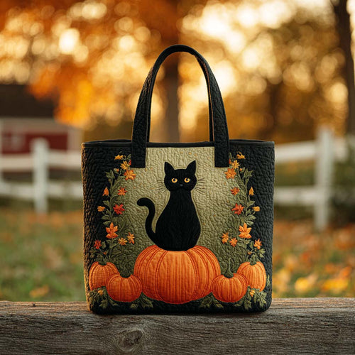 Golden Shadow Cat Quilted Tote Bag NCU0TD155