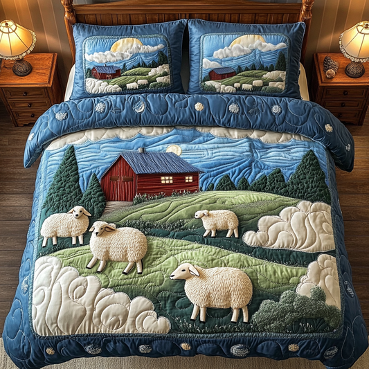 Golden Sheep 3-Piece Quilted Bedding Set NCU0DK3956