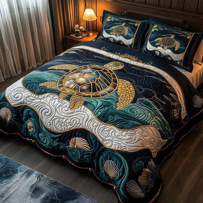 Golden Shell Serenity 3-Piece Quilted Bedding Set NCU0PT5132