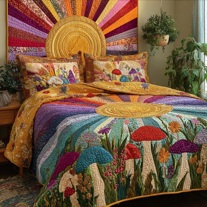 Golden Shrooms 3-Piece Quilted Bedding Set NCU0NT11614