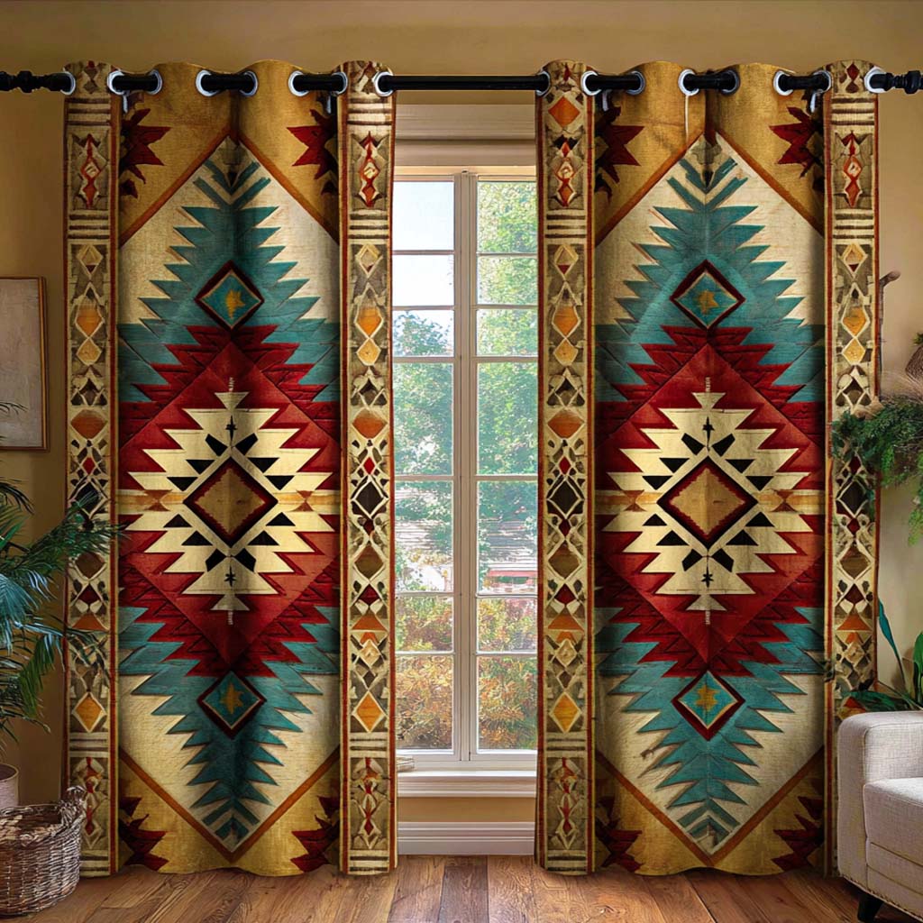 Golden Sierra Totem Quilted Curtains NCU0XD1875