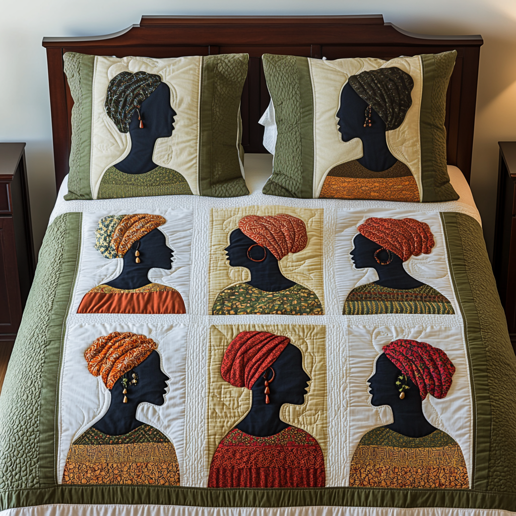 Golden Silhouette 3-Piece Quilted Bedding Set NCU0VH2039