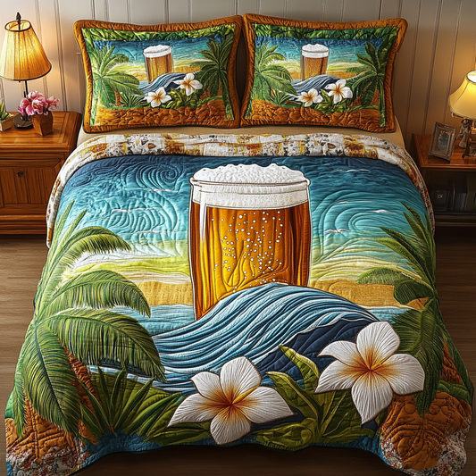 Golden Sip 3-Piece Quilted Bedding Set NCU0VL1984
