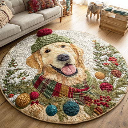 Golden Sleigh Quilted Round Mat NCU0TD366