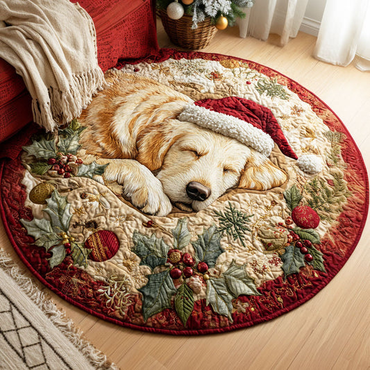 Golden Snow Quilted Round Mat NCU0TD468