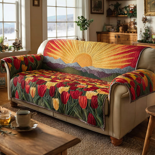 Golden Solstice Quilted Sofa Cover NCU0HH1719