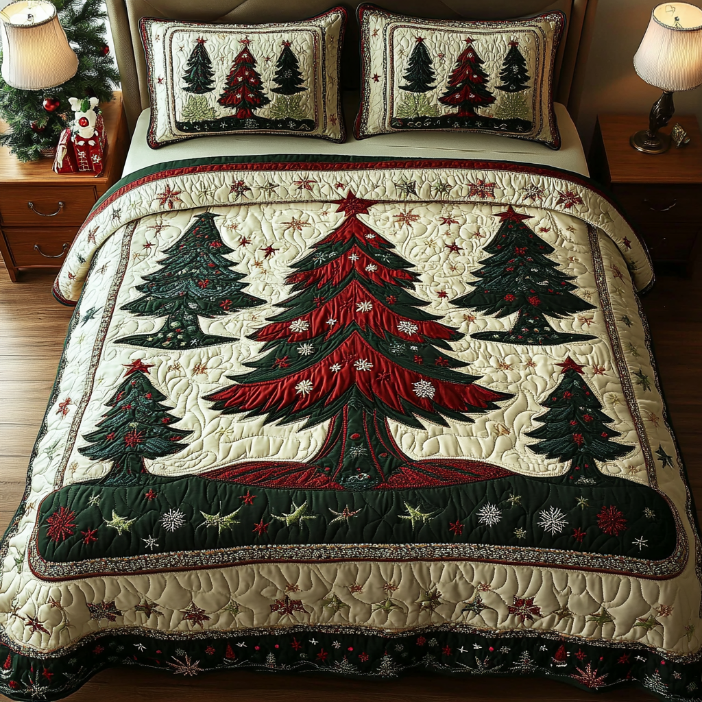 Golden Sparkle 3-Piece Quilted Bedding Set NCU0DK9835