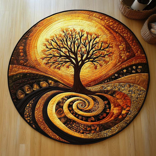 Golden Spiral Grove Quilted Round Mat NCU0XD141