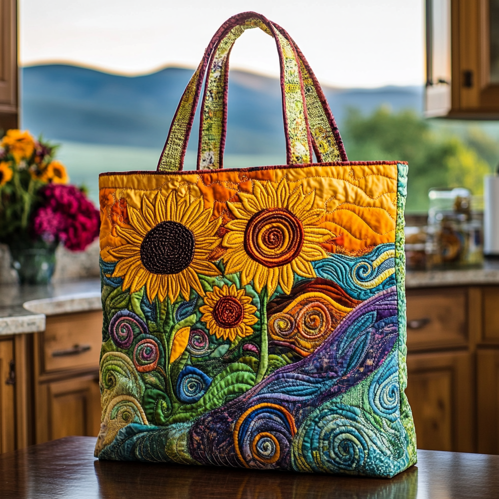 Golden Spiral Quilted Tote Bag NCU0VL2724