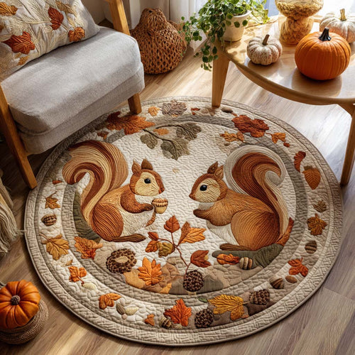 Golden Squirrel Quilted Round Mat NCU0TD078