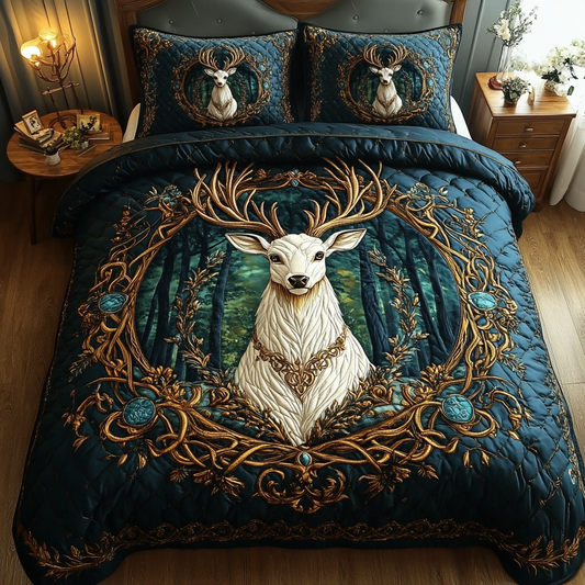 Golden Stag 3-Piece Quilted Bedding Set NCU0DK3406