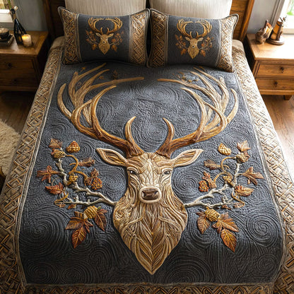 Golden Stag 3-Piece Quilted Bedding Set NCU0TV1020