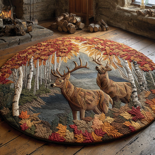 Golden Stag Quilted Round Mat NCU0TD2075