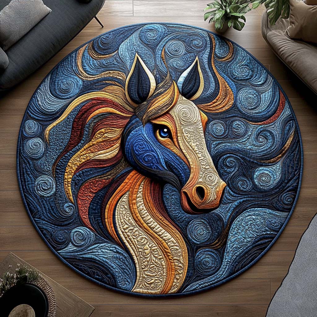 Golden Stallion Quilted Round Mat NCU0XD329