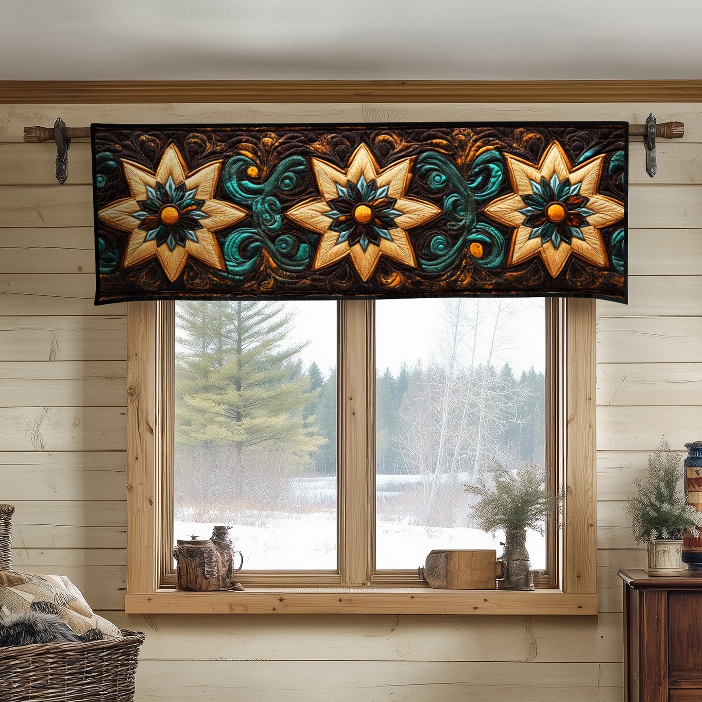 Golden Star Bloom Quilted Valance NCU0NT6666