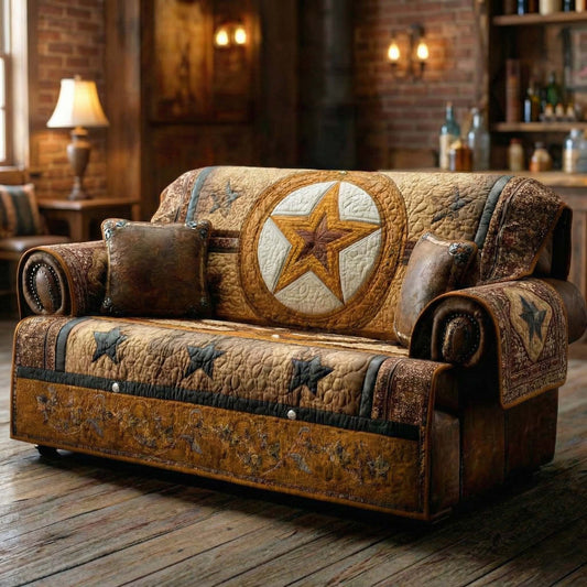 Golden Star Quilted Sofa Cover NCU0XD2250