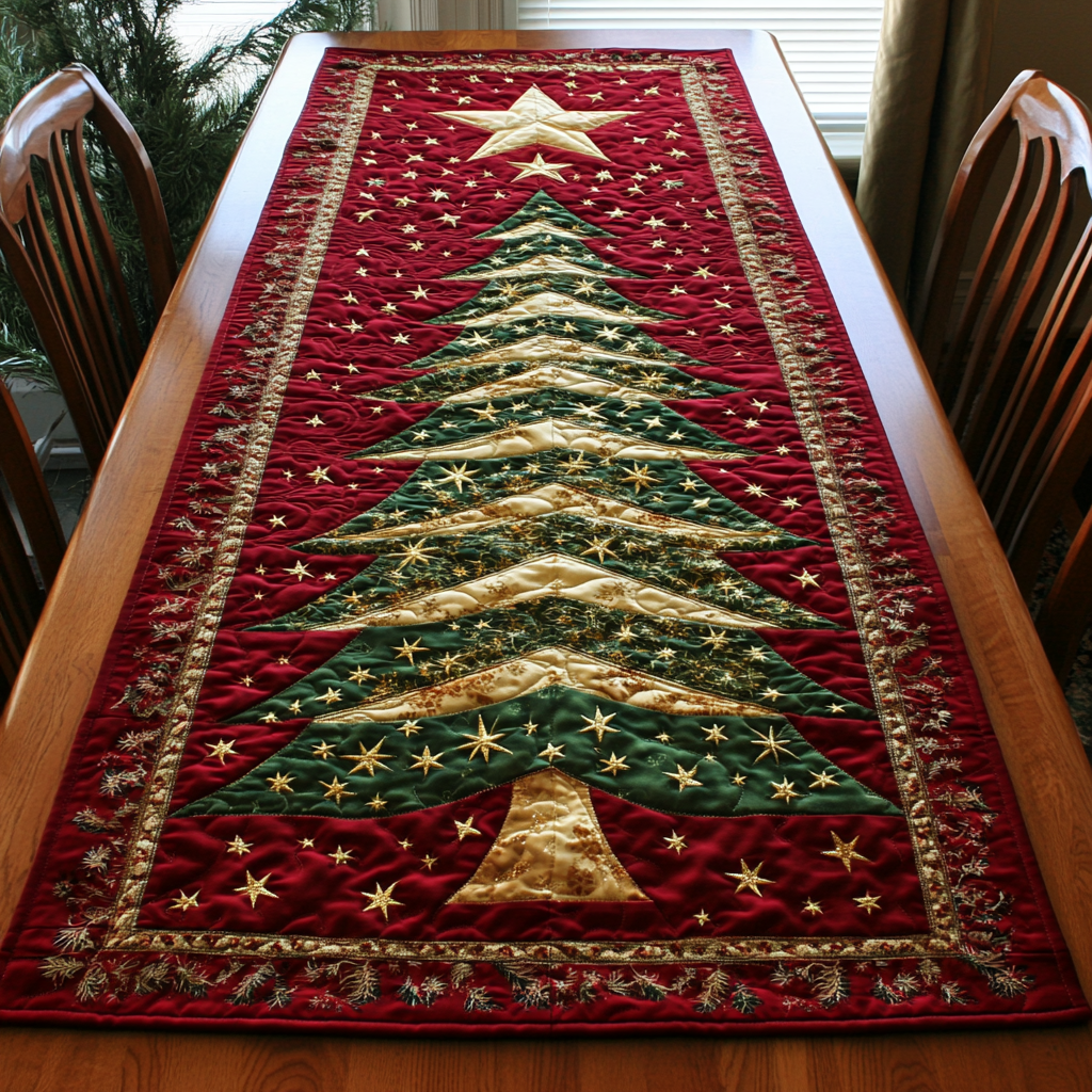 Golden Star Quilted Table Runner NCU0DK10027