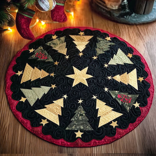 Golden Starburst Quilted Round Mat NCU0TV335