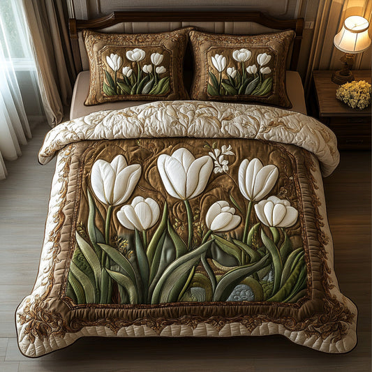 Golden Stem 3-Piece Quilted Bedding Set NCU0DV6624