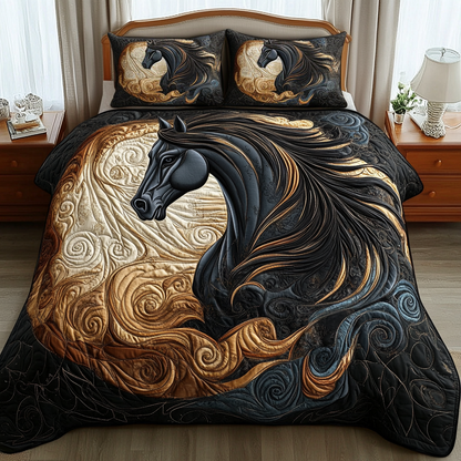 Golden Storm 3-Piece Quilted Bedding Set NCU0VL1296