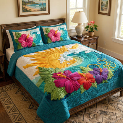 Golden Sun 3-Piece Quilted Bedding Set NCU0NT12729