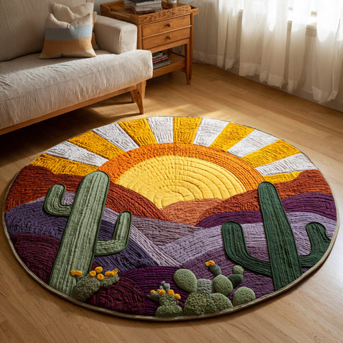 Golden Sun Desert Quilted Round Mat NCU0HH1711
