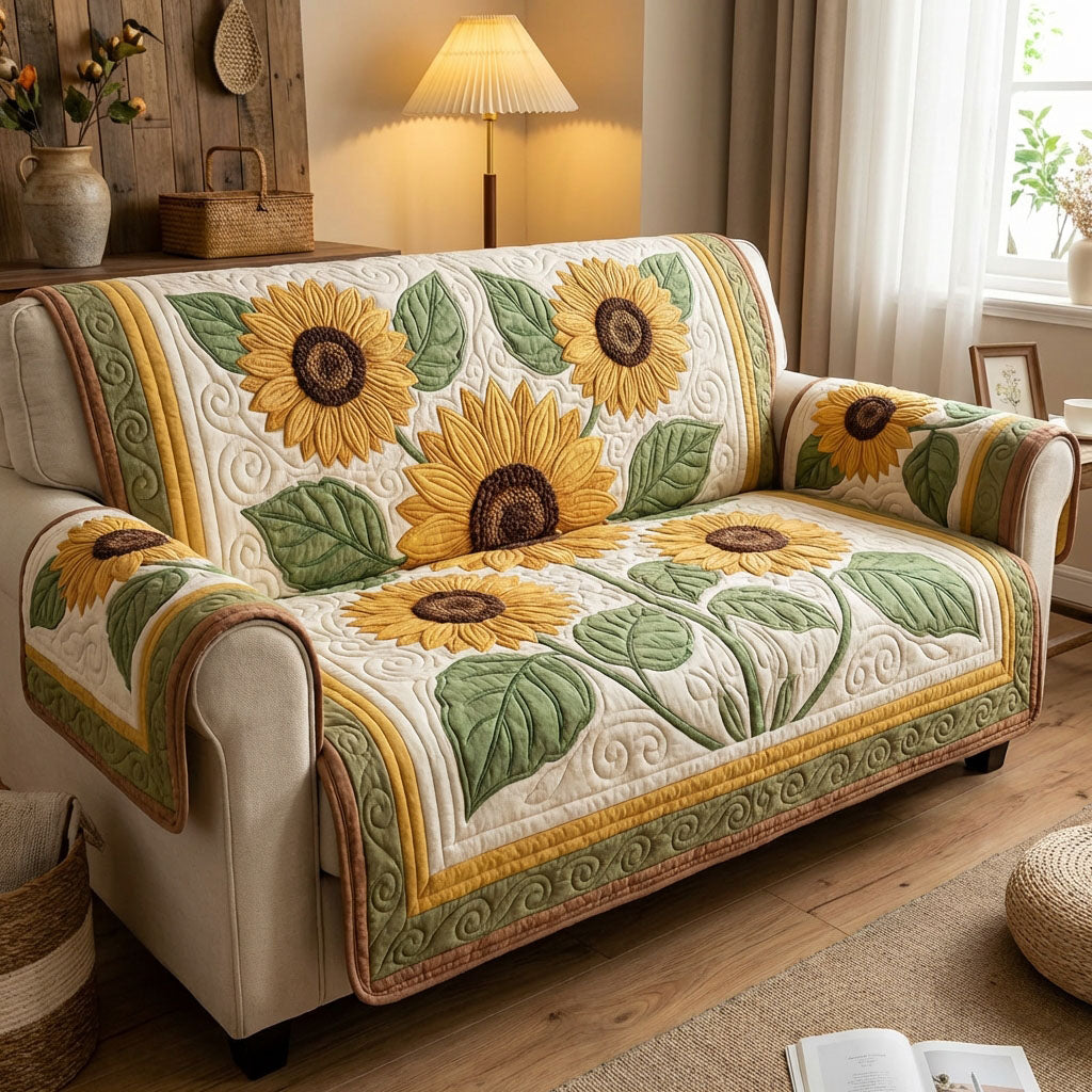 Golden Sun Garden Quilted Sofa Cover NCU0TV1555