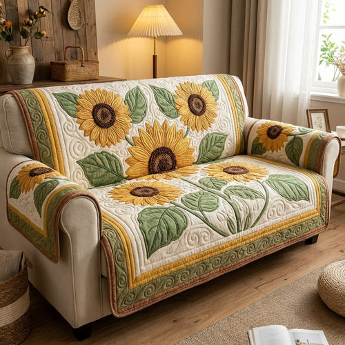 Golden Sun Garden Quilted Sofa Cover NCU0TV1555