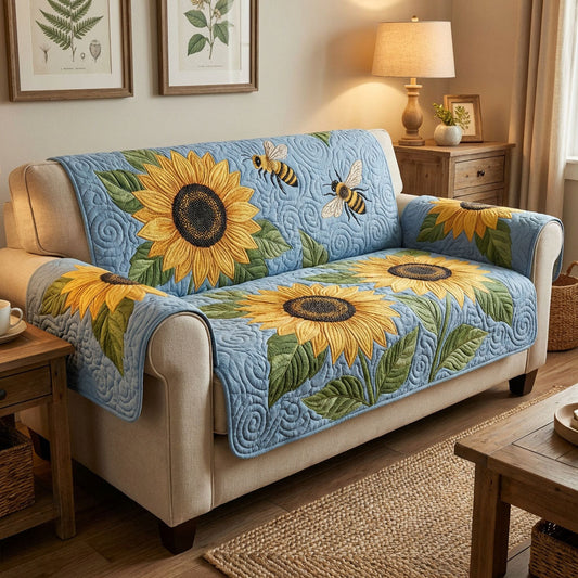 Golden Sun Garden Quilted Sofa Cover NCU0TV1563