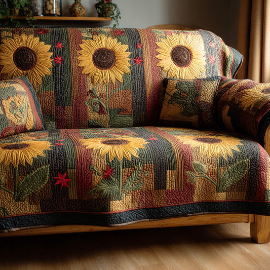 Golden Sun Quilted Sofa Cover NCU0TD1960