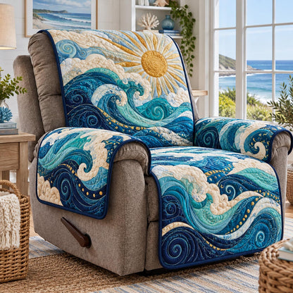 Golden Sun Waves Quilted Sofa Cover NCU0DV10361