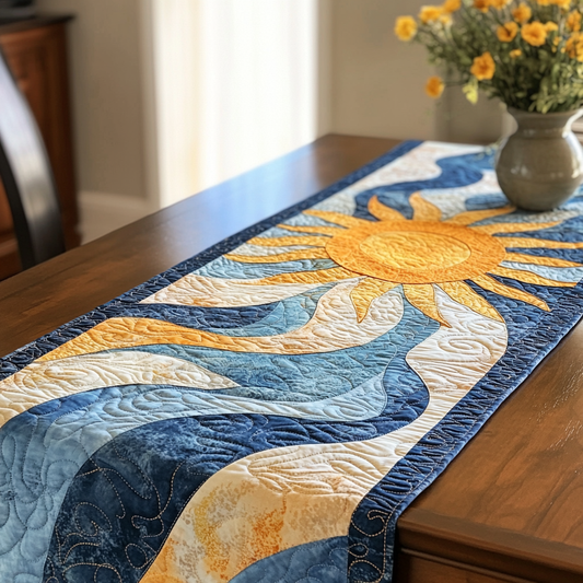Golden Sunburst Quilted Table Runner NCU0VL1671