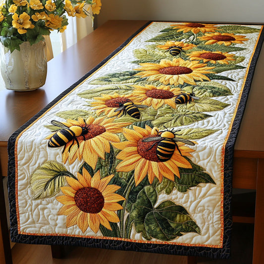 Golden Sunflower Path Quilted Table Runner NCU0NT4022