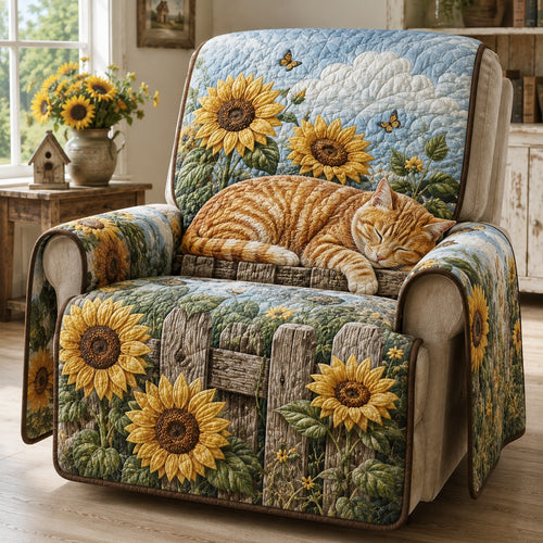 Golden Sunflower Purrs Quilted Sofa Cover NCU0VL3952