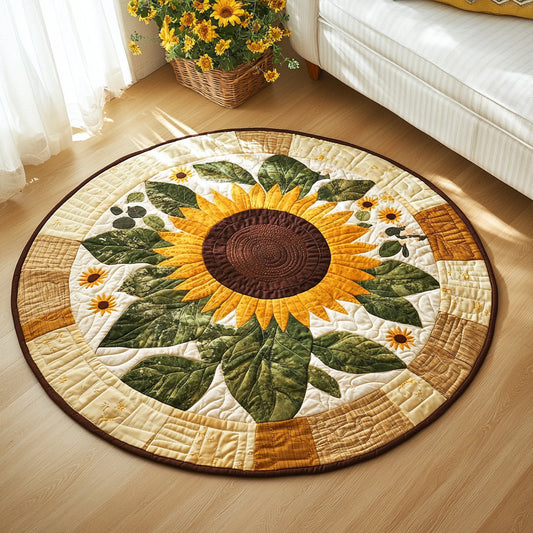 Golden Sunflower Quilted Round Mat NCU0HH048