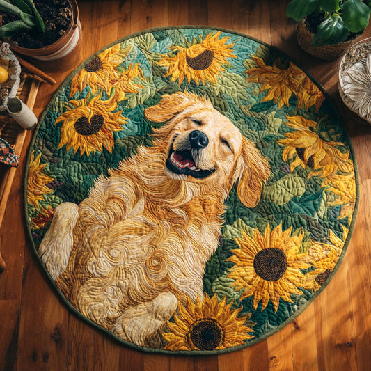 Golden Sunflower Quilted Round Mat NCU0TV460