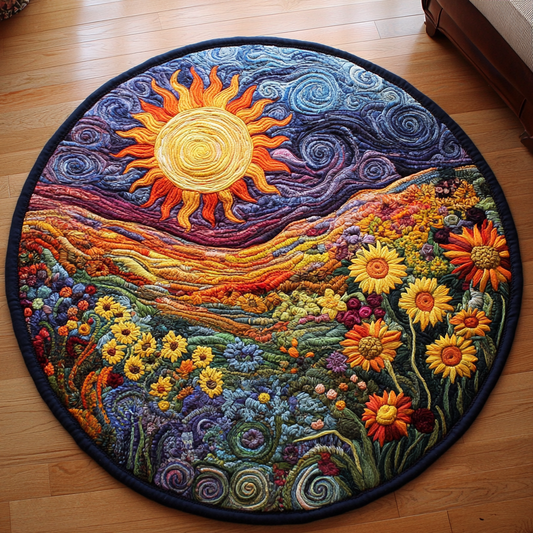 Golden Sunflower Quilted Round Mat NCU0VH4620