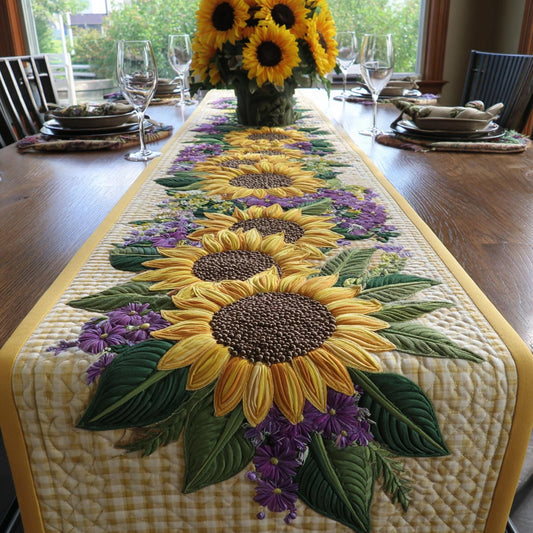 Golden Sunflower Quilted Table Runner NCU0DV9434
