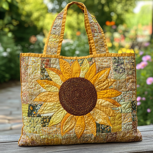 Golden Sunflower Quilted Tote Bag NCU0DK9602