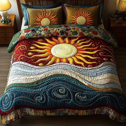 Golden Sunrise 3-Piece Quilted Bedding Set NCU0DK7681