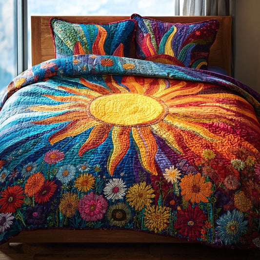 Golden Sunrise 3-Piece Quilted Bedding Set NCU0DV9052