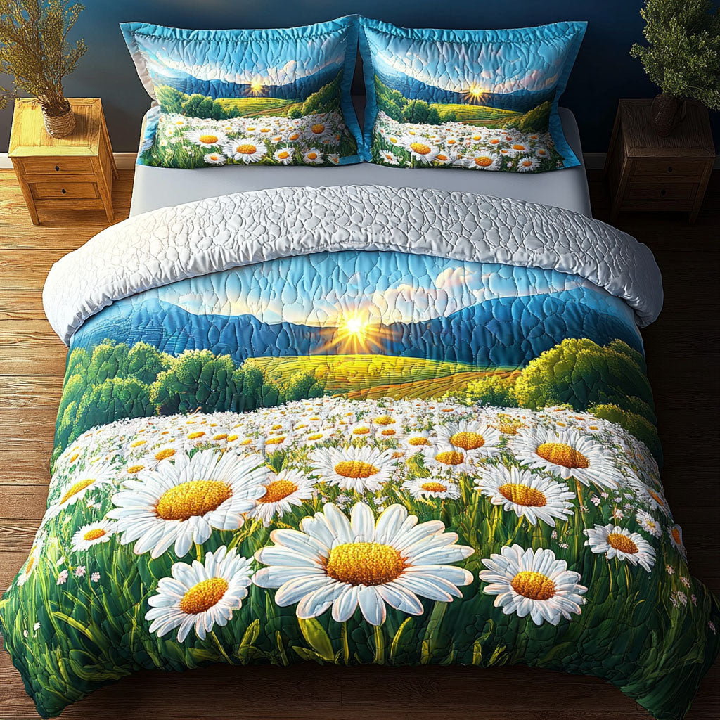 Golden Sunrise 3-Piece Quilted Bedding Set NCU0NT5999