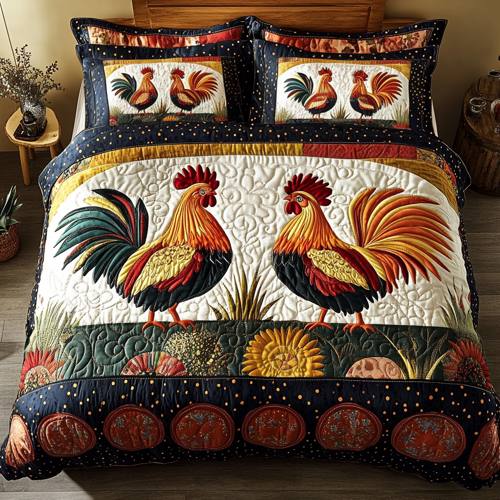 Golden Sunrise 3-Piece Quilted Bedding Set NCU0VH3062