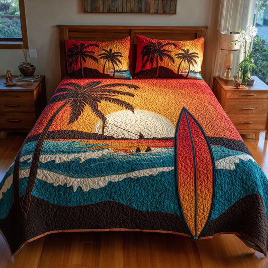Golden Sunset 3-Piece Quilted Bedding Set NCU0VL3544