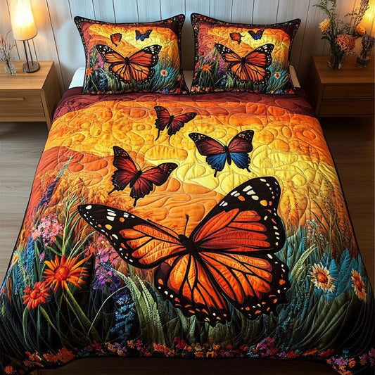 Golden Sunset Flight 3-Piece Quilted Bedding Set NCU0NT3890