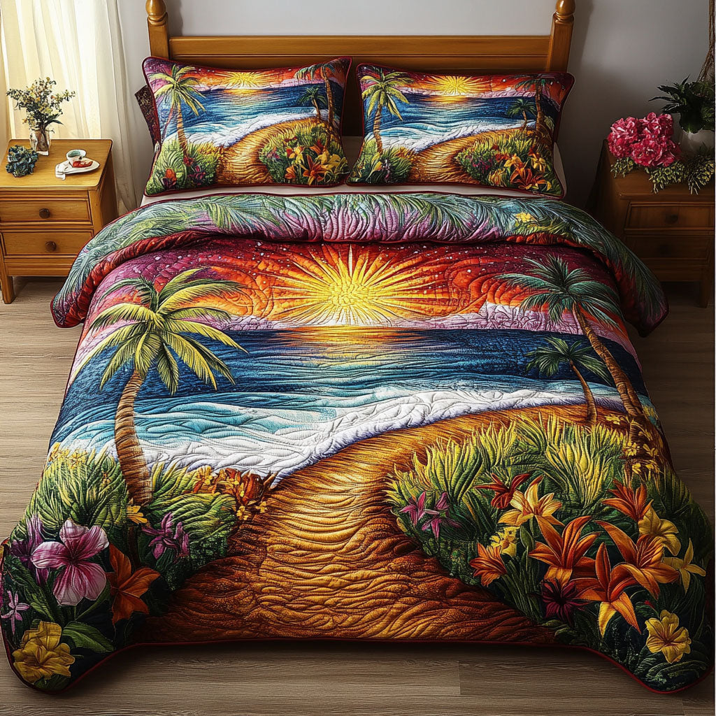 Golden Sunset Getaway 3-Piece Quilted Bedding Set NCU0PT4723